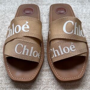Chloe Woody Mule Tan Slides